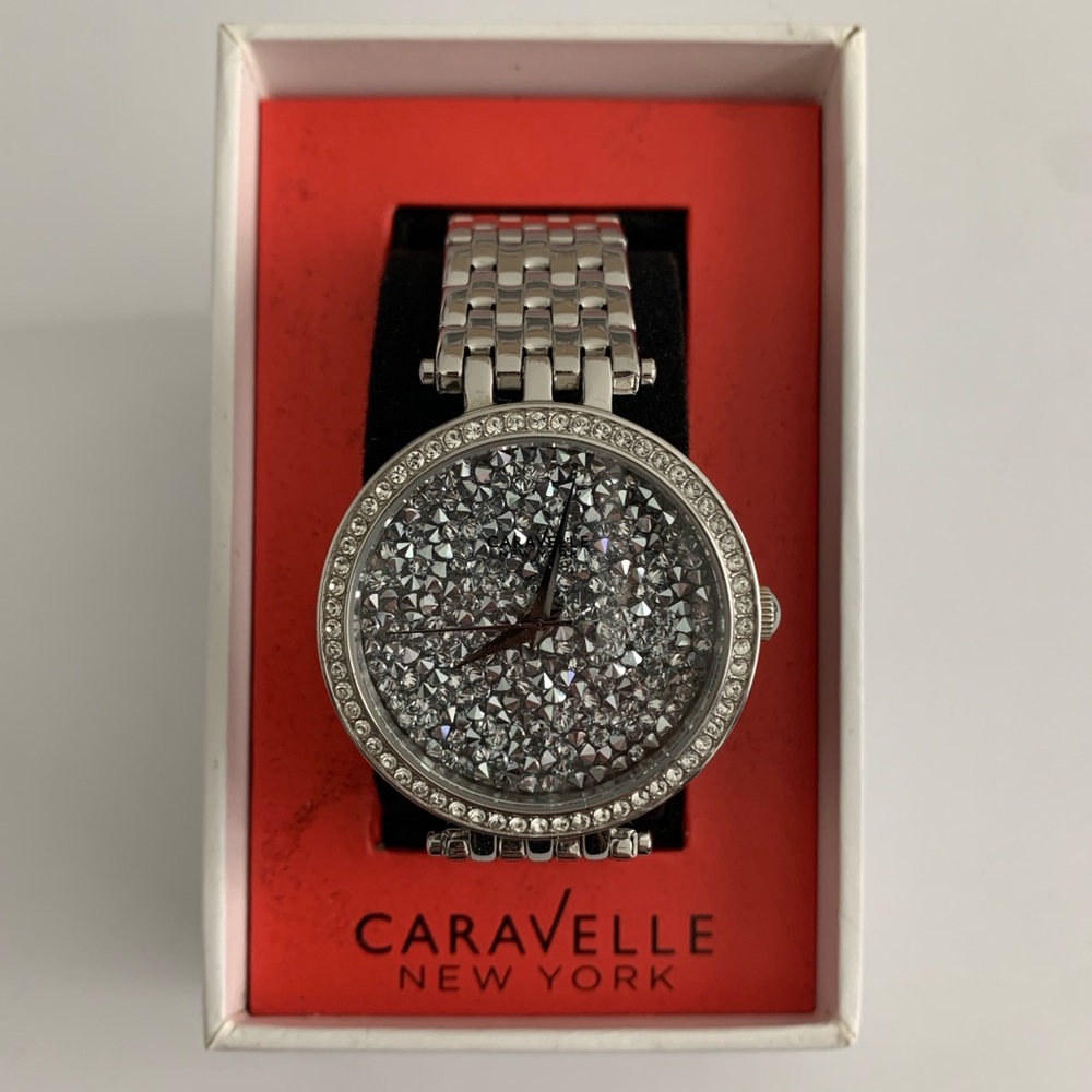 Caravelle by Bulova Crystal Pave Stainless Steel Watch